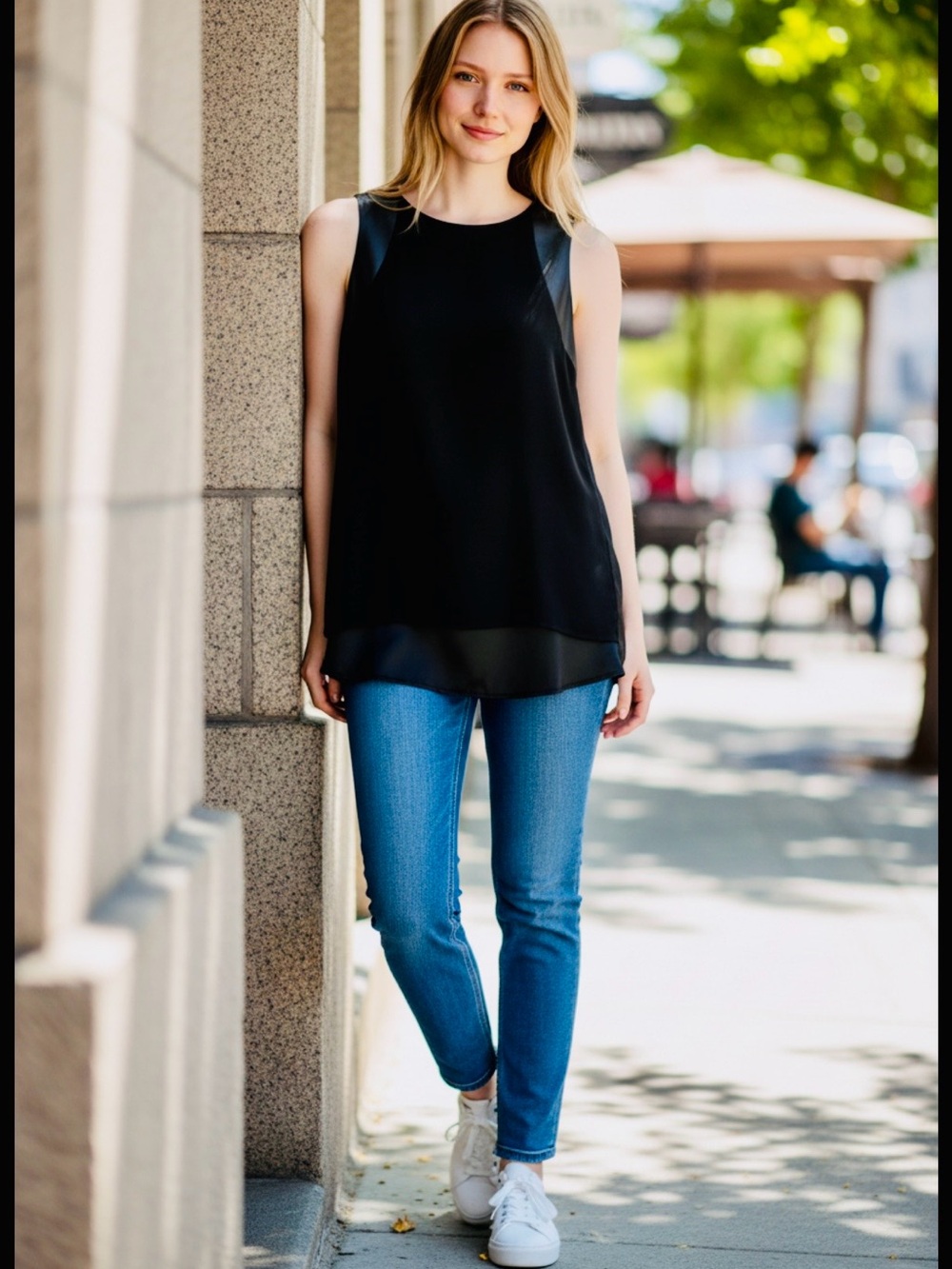 White House Black Market Black Dress Top with Subtle Texture